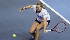 Petra Kvitová pi tréninku na finále Fed Cupu.