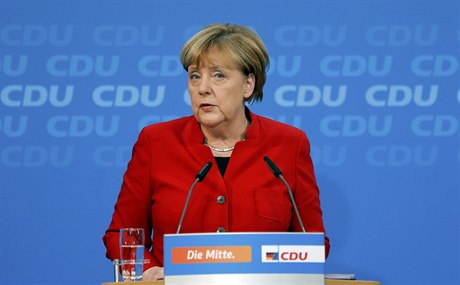 Angela Merkelová na tiskové konferenci CDU.