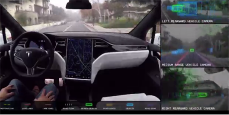 Ilustraní snímek - umlá inteligence v automobilu Tesla.