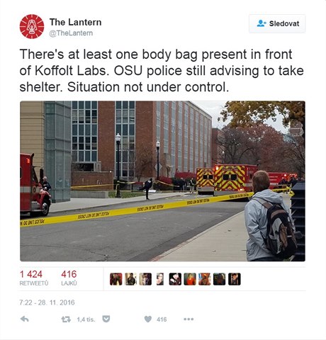 Policie uzavela nkteré prostory Státní univerzity v Columbusu v americkém...