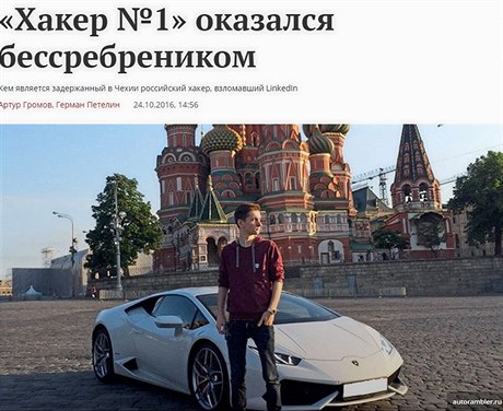Jevgenij Nikulin a jeho bílé lamborghini na stránkách ruského serveru Gazeta.ru.