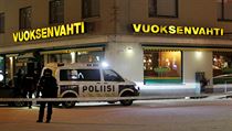 Policie na mst toku ve mst Imatra.