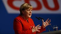Nmeck kanclka Anela Merkelov pi projevu na sjezdu CDU, kter ji m zvolit...