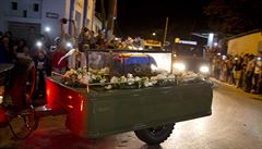 A trailer carries the ashes of the late Fidel Castro during his funeral...