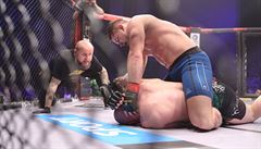 Petr Novák (v klee) dostal na finále Oktagon MMA krajana Michala Kozmera. A...