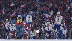 Závody SP v biatlonu, 18. prosince v Novém Mst na Morav. Start závodu s...