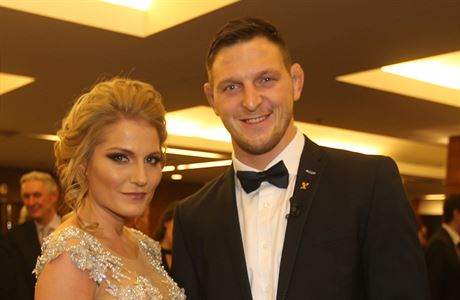 Lukáš Krpálek s manželkou Evou na Sportovci roku 2016.