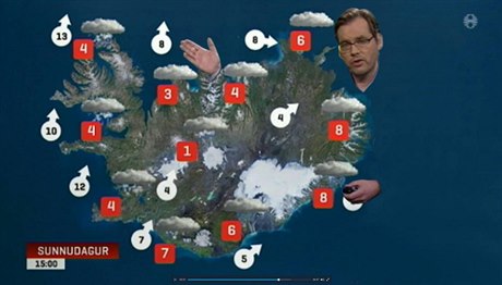 Moderátor počasí tělem zakrýval východ Islandu, lidé si stěžovali