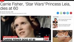 Smrt Carrie Fisherové naplnila svtová média. Takhle o ní psal server CNN