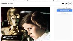 Smrt Carrie Fisherov� naplnila sv�tov� m�dia. Takhle o n� psal server The New York Times