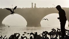 Praha obklopená mlhou