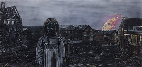 Jan Výtiska - Mrtví jsou t잚í ne zlomená srdce (2015). Akryl na plátn.