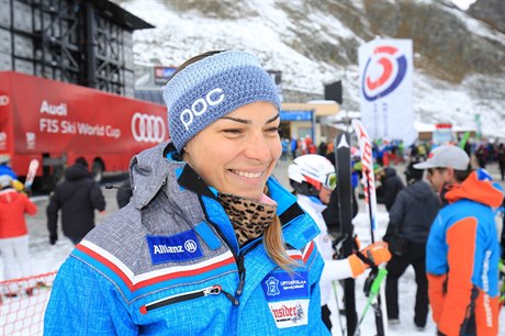Česká slalomářka Martina Dubovská se raduje ze svého největšího úspěchu v...