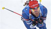 Michal Šlesingr na trati sprintu Světového poháru v Oberhofu, kde skončil na...