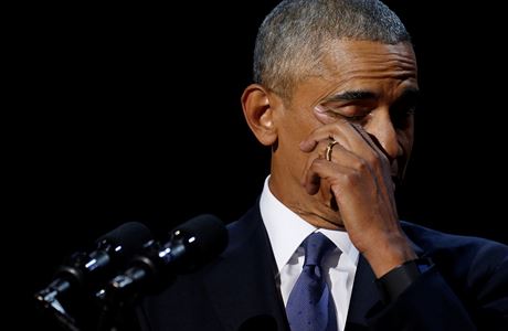 Barack Obama pi svm poslednm projevu jako prezident USA v domovskm Chicagu