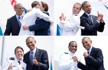 Prezident se fotografoval s nov pijatmi kadety na Americkou akademii...