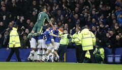 Fotbalisté Evertonu slaví tygólový triumf nad Manchesterem City.
