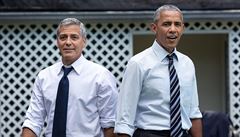 Prezident Obama a herec George Clooney si zahráli na hiti Bílého domu...