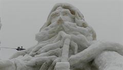 Sněhový Krakonoš na náměstí v Jilemnici v roce 2012.