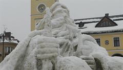 Sněhový Krakonoš na náměstí v Jilemnici v roce 2012.