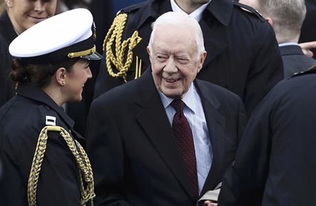 Jimmy Carter, 39. prezident Spojench stt, na mst Trumpovy inaugurace.