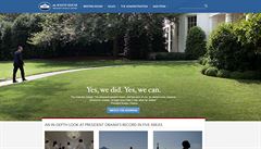 Hlavní stránka Baracka Obamy s jeho volebním sloganem Yes, we did. Yes, we...