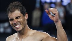 Rafael Nadal po vítzství nad Bulharem Grigorem Dimitrovem.