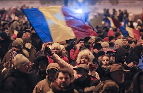 Protesty proti vlád v Rumunsku.