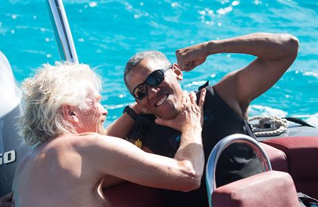 Barack Obama na dovolen u britskho miliarde Richarda Bransona.