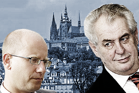 Premiér Bohuslav Sobotka, Pražský hrad a prezident Miloš Zeman.
