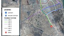 Plán zamýšlených linek MHD v irácké Basře.