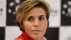 María José Martínezová na tiskovce ped fedcupovým soubojem s ekami.