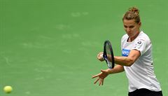Lucie afáová pi tréninku na 1. kolo Fed Cupu proti panlsku.