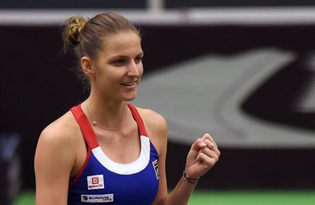 Karolína Plíková slaví vítzství v 1. kole Fed Cupu.