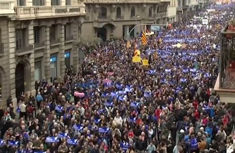 Protesty v Barcelon