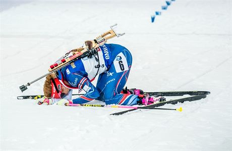 Gabriela Koukalov v cli tafety na 4x6 km.