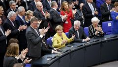 Nmecká kancléka Angela Merkelová ped prvním kolem hlasování.