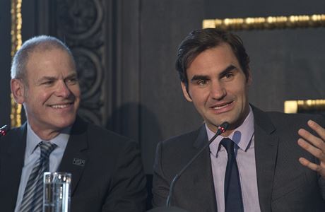 vcarsk tenista Roger Federer, kter pijel do esk republiky propagovat...
