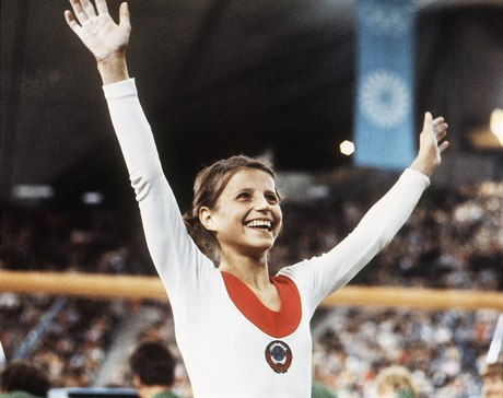 Olga Korbutová v dob své slávy na olympiád v Mnichov