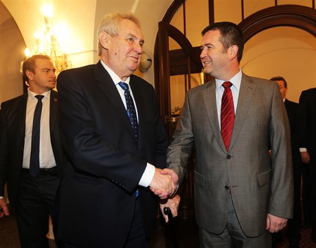 Prezident Milo Zeman a pedseda SSD Jan Hamáek.