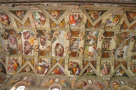 Michelangelova freska v Sixtinské kapli.