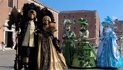 Pedstavení masek v prbhu karnevalu v Benátkách