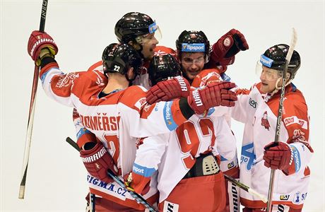 Glov radost hokejist Olomouce v poslednm kole zkladn sti extraligy.