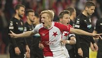 Slavia vs. Plze. Michal Frydrych ze Slavie se raduje z glu.