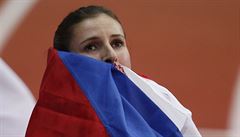 Zuzana Hejnová slaví stíbro na halovém mistrovství Evropy v Blehrad.