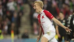 Michal Frydrych ze Slavie se raduje z vítězného gólu v síti Plzně. | na serveru Lidovky.cz | aktuální zprávy