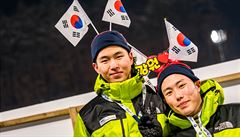 Korejští fanoušci na biatlonu