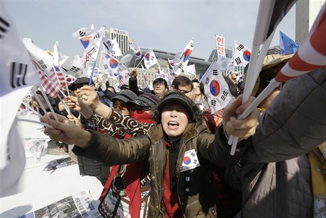 Píznivci sesazené jihokorejské prezidentky Pak Kun-hje.