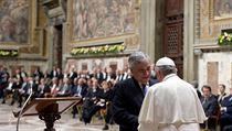 Pape Frantiek s pedsedou Evropskho parlamentu Antonio Tajaninem