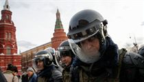 Policie bhem protest v Moskv